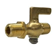 A brass stopcock valve used in plumbing.