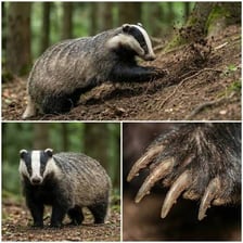 A European badger, a black-and-white digging mammal