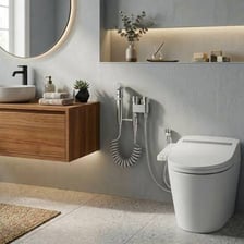 A modern bidet installed as a bathroom fitting.