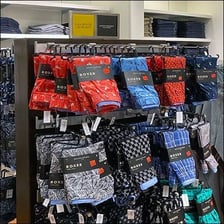 A pair of boxer shorts displayed as underwear