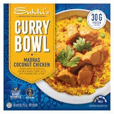 A bowl of red chicken madras curry