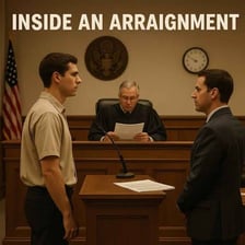 A defendant appearing before a judge for arraignment