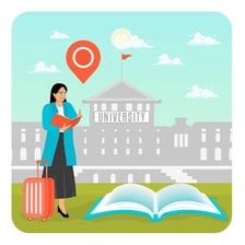 An illustration of an ambitious young person at university