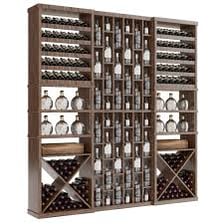 A wine cellar containing rows of bottles.