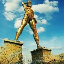 An artistic reconstruction of a gigantic ancient statue