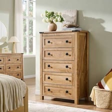 A wooden dresser with several drawers