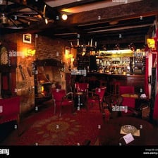 The interior of a traditional British pub