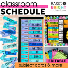 A school timetable displayed on a classroom noticeboard.