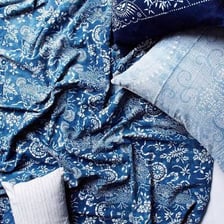 A close-up of nankeen cotton fabric.