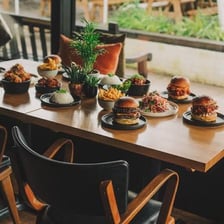 A lunch table prepared for service at one o’clock