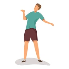 A person swaying unsteadily while trying to keep balance