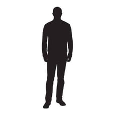 A silhouette representing someone, or an individual person.