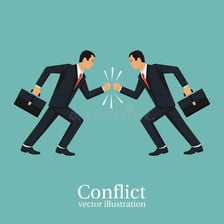 Two opposing people facing each other confrontationally