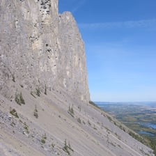 Loose rocks forming a scree slope on a mountain