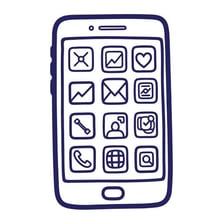 A smartphone displaying a grid of mobile application icons