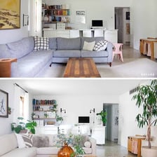 A room shown during or after a second round of decorating.