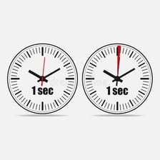 A stopwatch displaying a very short interval of one second.