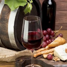 A glass of dark red Italian wine