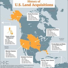 A historical map illustrating territory transferred under a treaty.