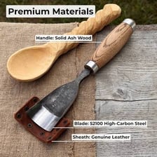 A woodworker scooping material from wood with a gouge chisel