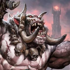 A fantasy illustration of an orc-like creature from Tolkien-inspired fiction