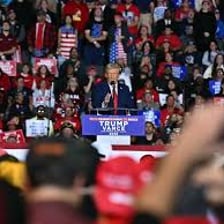 A crowd attending a political rally