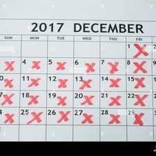 A calendar showing all the days of a month.
