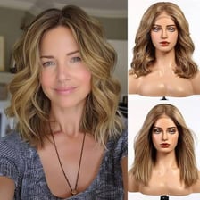 A person wearing a hair wig.