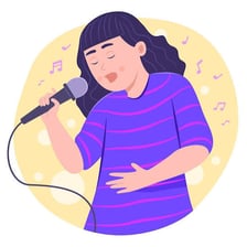 A person singing a short, cheerful song