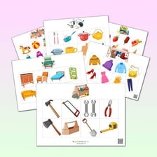 Objects arranged in groups representing different types
