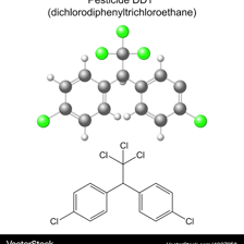 An educational illustration showing the chemical structure of DDT.