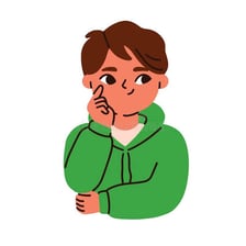 A person wearing a sly, mocking expression.