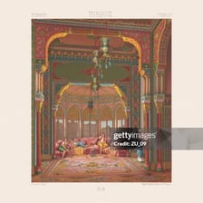 A historical illustration of an Ottoman palace harem interior