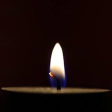 A single bright flame rising from a candle