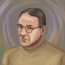 A portrait of American poet Ogden Nash.