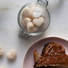 Sugar cubes shown with sweet dessert ingredients