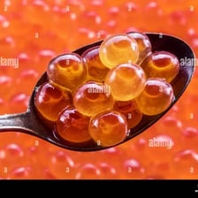 Clusters of small fish eggs, known as roe.
