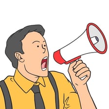 A person shouting loudly