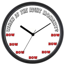 A clock representing the current moment