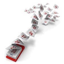 Calendar imagery representing a time several days or years in the past
