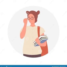 An illustration of a socially awkward, studious person wearing glasses