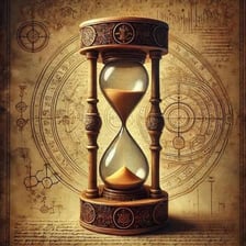 An hourglass representing the passage of a long period of time