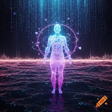 An illustration showing a glowing aura surrounding a person