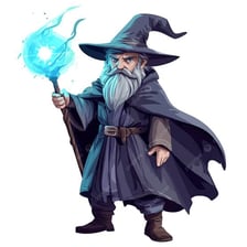 A fantasy wizard holding a staff.