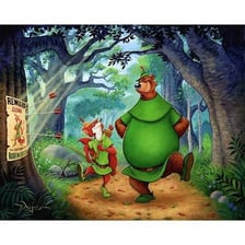 An illustration showing Little John alongside Robin Hood