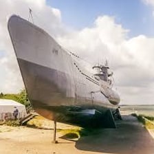 A German U-boat submarine at sea