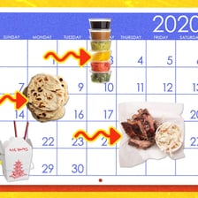 A person carefully rationing food to make a supply last.