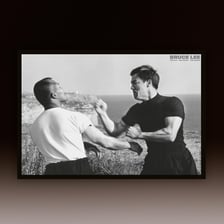 Portraits of actors Bruce Lee and Christopher Lee