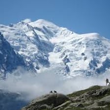 Mont Blanc rising above the surrounding Alpine peaks
