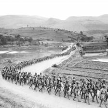 Soldiers taking part in a military campaign.